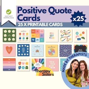 25 cartões de afirmação positiva | Cartões flash de mentalidade de crescimento Cartões de incentivo Cartões de gratidão Cartões de crenças positivas Cartões de atenção plena CBT DBT