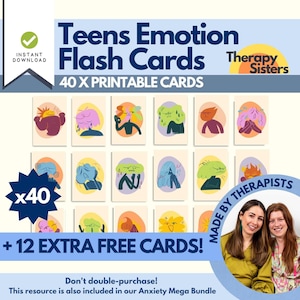 40 cartes émotions pour adolescents | Jeu de cartes thérapie pour adolescents Outil de conseil Ressource thérapeutique Outil de psychologie Cartes DBT Cartes TCC