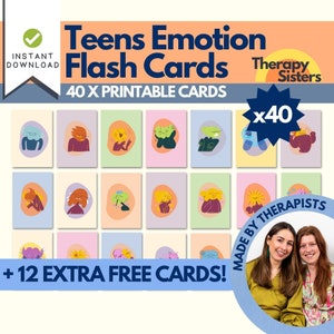 40 Tarjetas de Emoción Adolescente / Terapia para Adolescentes Tarjeta Deck Herramienta de Consejería Terapia Recurso Psicología Herramienta Consejero Escolar Tarjetas DBT Tarjetas CBT