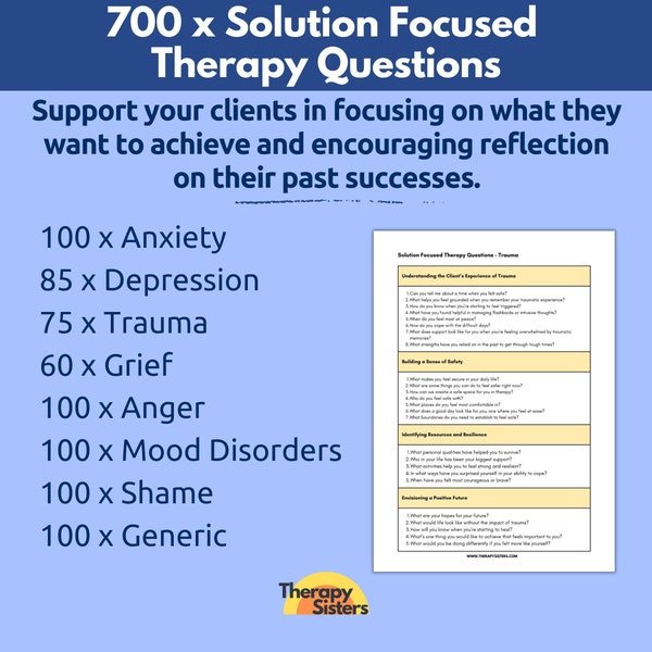 Solution Focused Brief Therapy Questions | SFBT SFT Therapy Interventions Therapy Cheat Sheet Phrases ACT Therapy Counselor Questions