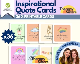 36 Inspirational Quote Cards | Positive Affirmation Cards Encouragement Cards Gratitude Cards Positive Beliefs Mindfulness Cards CBT Print