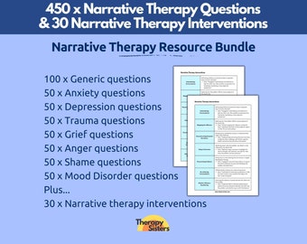 Narrative Therapy Resource Bundle | Therapy Interventions Therapy Cheat Sheet Phrases IFS Therapy ACT Counselor Questions Treatment Goal