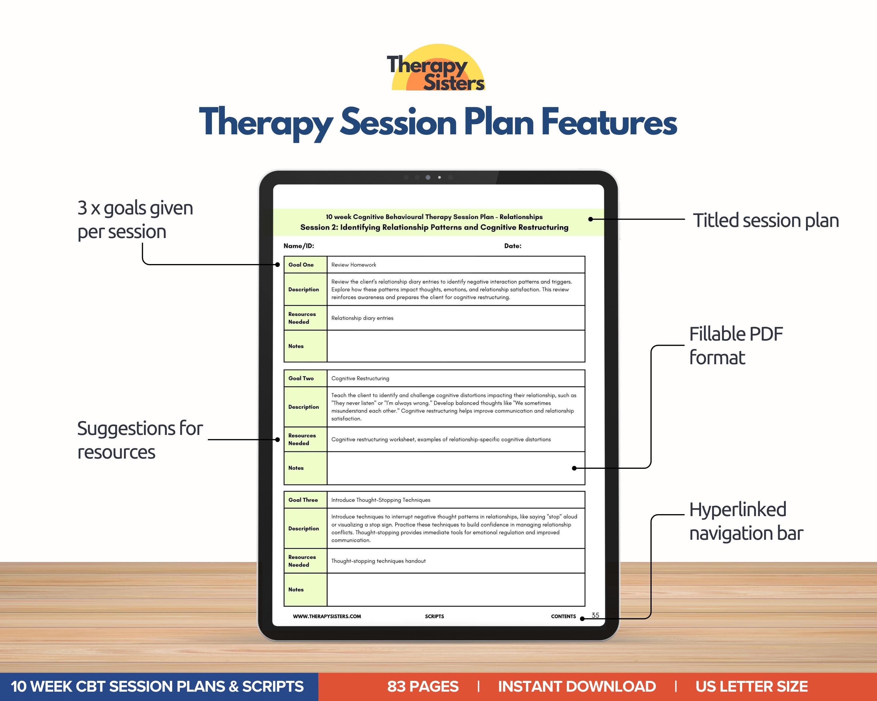 10 Week CBT Session Plans | CBT Activities Therapy Scripts Progress ...