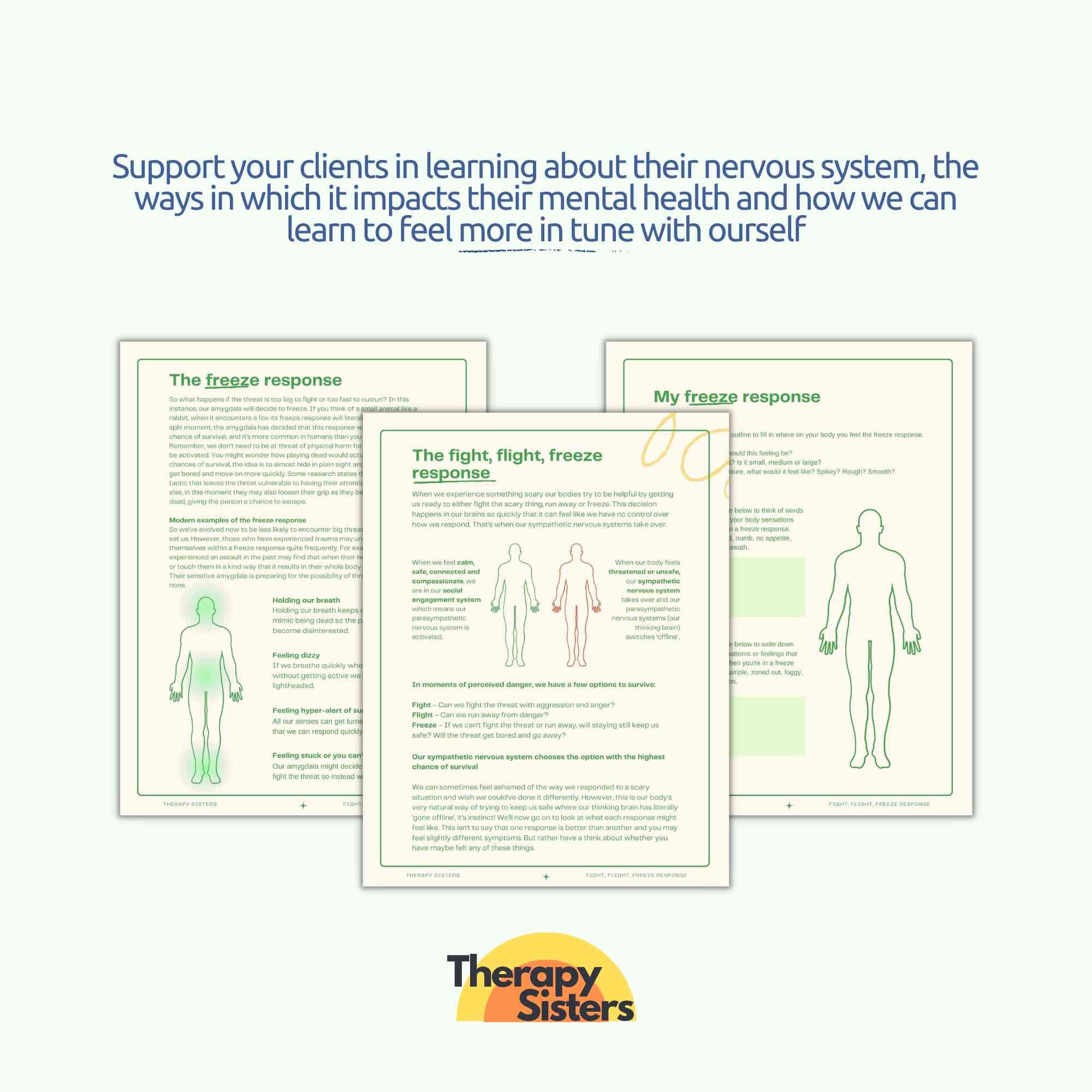 Adults Fight Flight Freeze Workbook | Polyvagal Theory Nervous System ...