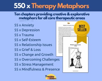 550 Therapy Metaphors Bundle | Therapy Interventions Therapy Cheat Sheet Phrases IFS Therapy ACT Counselor Questions Socratic Questions