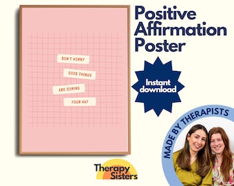 Positive Affirmation Poster | Growth Mindset vs Fixed Mindset Therapy Office Decor CBT Poster Counselor Office Decor Calm Down Corner Poster