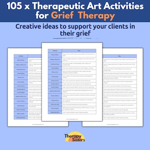 105 Grief Therapy Art Activities | Grief and Loss Therapy Interventions Therapy Cheat Sheet Phrases IFS Therapy ACT Counselor Questions EFT