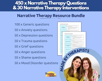 Narrative Therapy Resource Bundle | Therapy Interventions Therapy Cheat Sheet Phrases IFS Therapy ACT Counselor Questions Treatment Goal