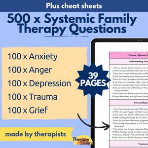 500 Systemic Family Therapy Questions | Intervention Phrases HIPAA Compliant Progress Notes Therapy Cheat Sheet IFS Therapy ACT Counselor