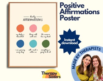 Positive Affirmation Poster | Growth Mindset vs Fixed Mindset Therapy Office Decor CBT Poster Counselor Office Decor Calm Down Corner Poster