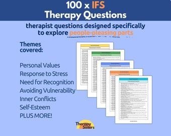 100 IFS People-Pleasing Therapy Questions | Internal Family Systems Therapy Interventions Therapy Cheat Sheet Phrases ACT Counselor IFS