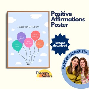 Positive Affirmation Therapy Office Decor Poster | Therapy Office Art Psychology Counselling Office Anxiety DBT Resource Feelings Poster CBT
