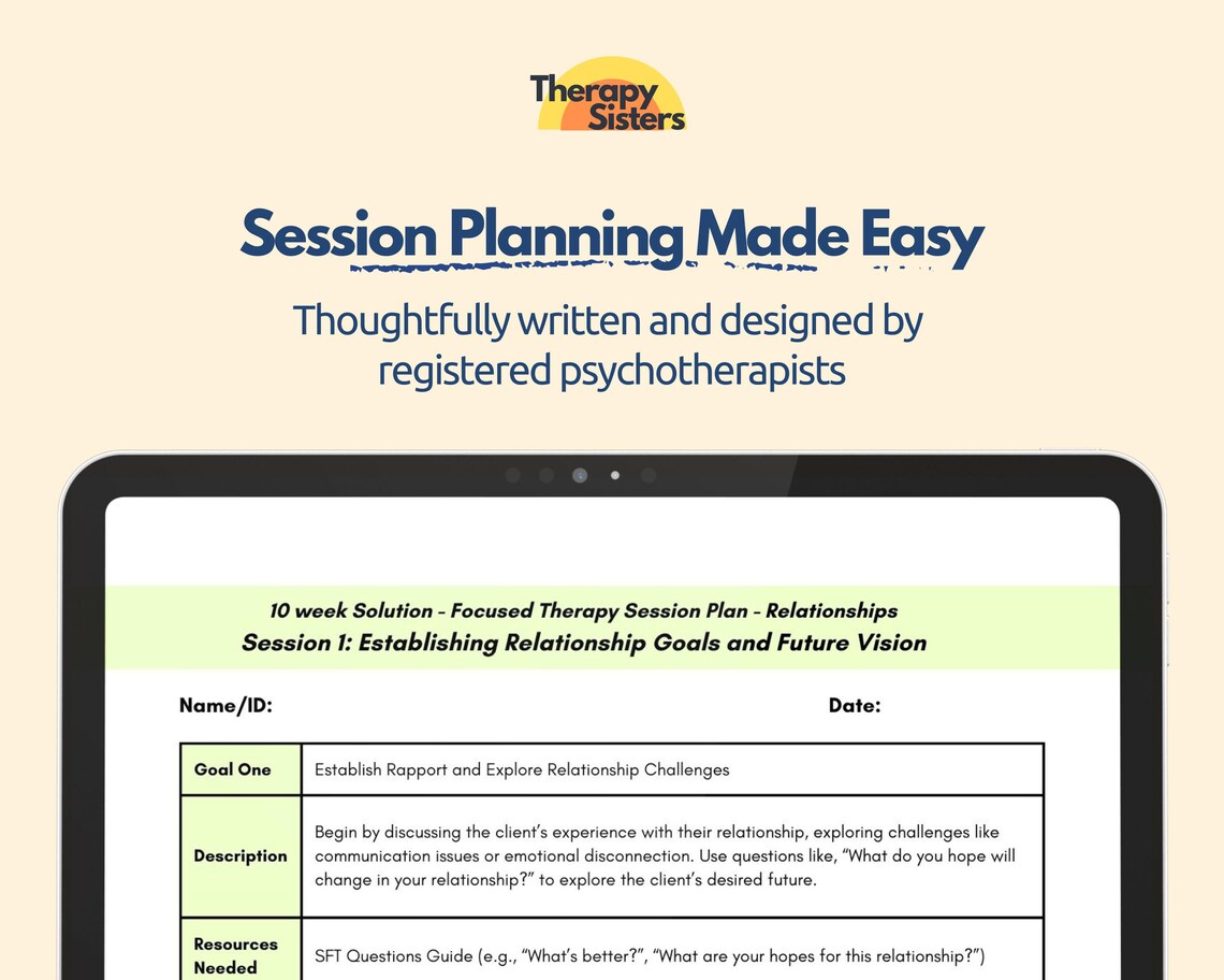 10 Week SFT Session Plans | Solution Focused Therapy SFT Activities ...