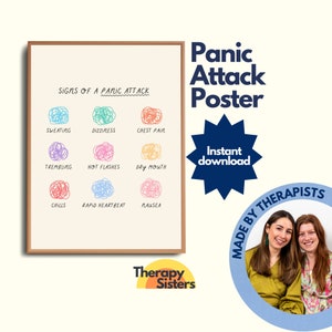 Panic Attack Zeichen Therapie Poster | Therapie Büro Kunst Psychologie Beratung Büro Angst DBT Ressource Gefühle Poster CBT