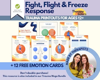 Fight, Flight or Freeze Response | PTSD Trauma Journal Printable CBT Anxiety Workbook Anger Management Therapy Self Care Journal ACT Therapy