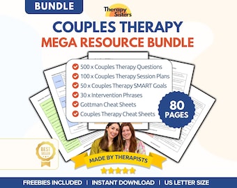 Couples Therapy Resource Bundle | Communication Tools Couples Counselling Tips Interventions Questions Marriage Counselling Gottman