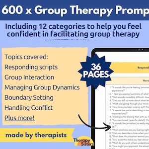 600 x Group Therapy Facilitation Prompts | counseling tools group therapy group activities therapy cheat sheet therapy worksheet tools
