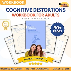 Cognitive Distortions Workbook | Process Unhelpful Thinking Styles Thinking Errors Therapy Worksheets Psychology Coping Skills DBT Print CBT