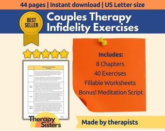Couples Therapy Infidelity Bundle + Fillable Worksheets | Communication Tools Couples Counselling Marriage Counselling