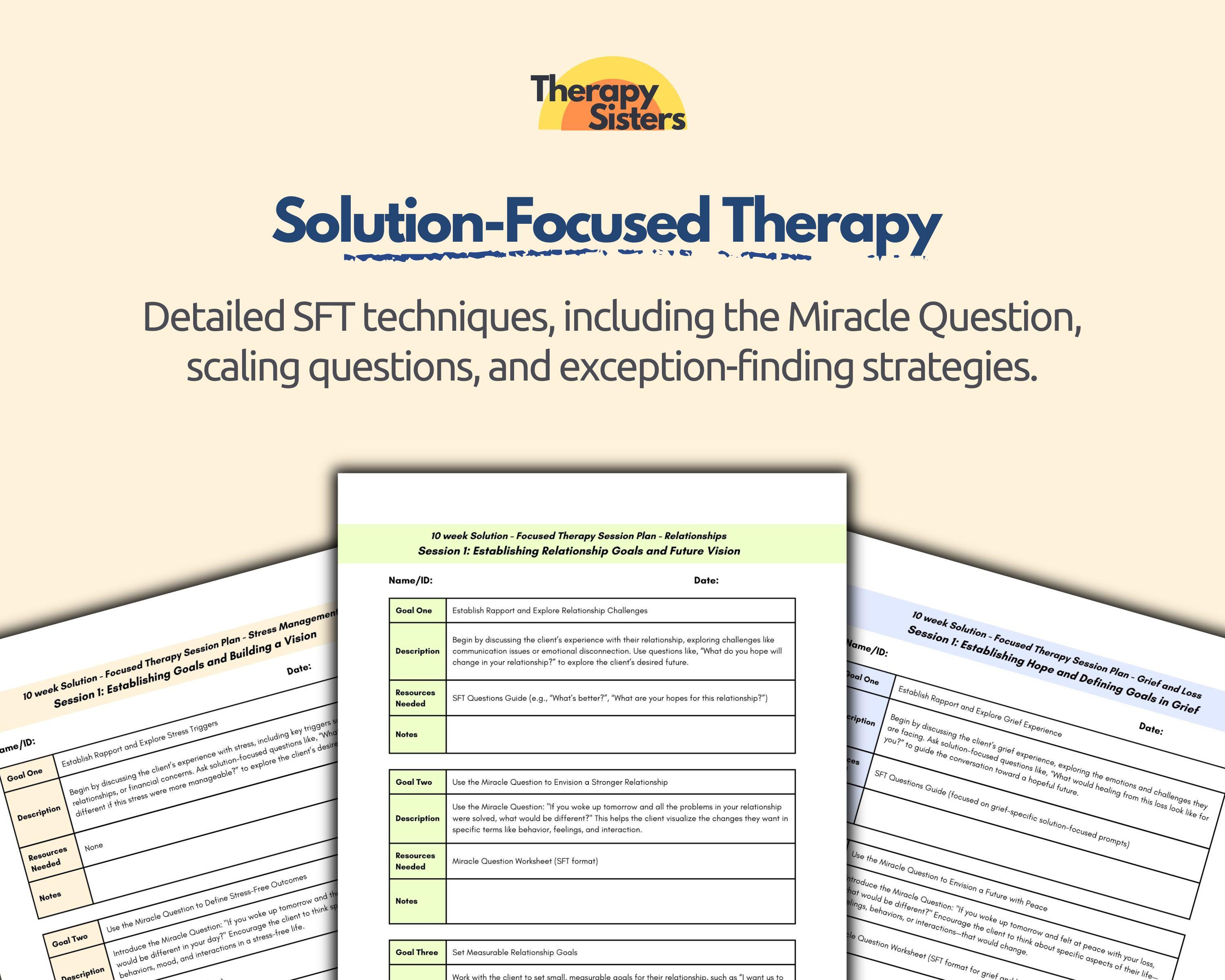 10 Week SFT Session Plans | Solution Focused Therapy SFT Activities ...