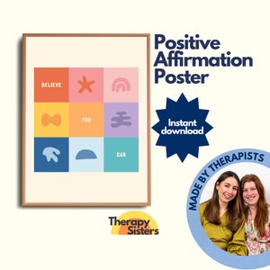 Positieve bevestiging poster | Groeimindset versus vaste mentaliteit Therapie Office Decor CBT Poster Counselor Office Decor Kalmte hoek poster