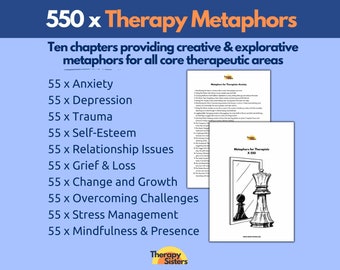 550 Therapy Metaphors Bundle | Therapy Interventions Therapy Cheat Sheet Phrases IFS Therapy ACT Counselor Questions Socratic Questions