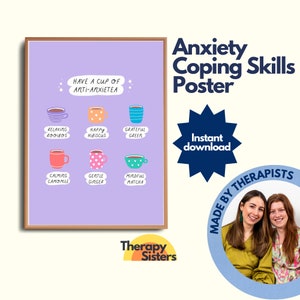 Anxiety Coping Skill Therapy Office Decor Poster | Therapy Office Art Psychology Counselling Office Anxiety DBT Resource Feelings Poster CBT