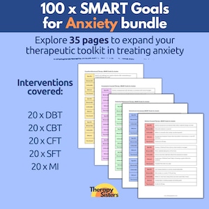 100 Anxiety SMART Goals Treatment Planning Guide | Therapy ...
