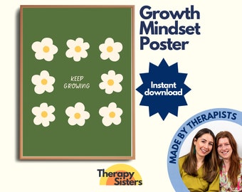 Growth Mindset Poster | Growth Mindset vs Fixed Mindset Therapy Office Decor CBT Poster Counselor Office Decor Calm Down Corner Poster DBT