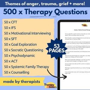 500 Therapy Questions Bundle | Therapy Interventions Therapy Cheat Sheet Phrases IFS Therapy ACT Counselor Questions Socratic Questions