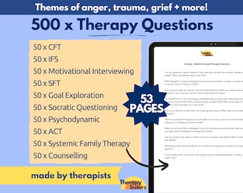 500 Therapy Questions Bundle | Therapy Interventions Therapy Cheat Sheet Phrases IFS Therapy ACT Counselor Questions Socratic Questions