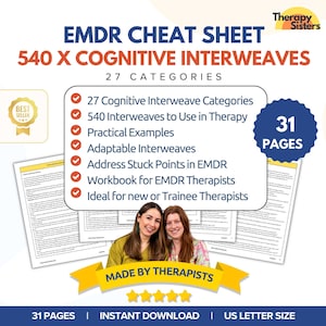 540 x Cognitive Interweave-gids voor oogbewegingdesensibilisatie en opwerking van EMDR-therapeuten | EMDR-spiekbriefjes