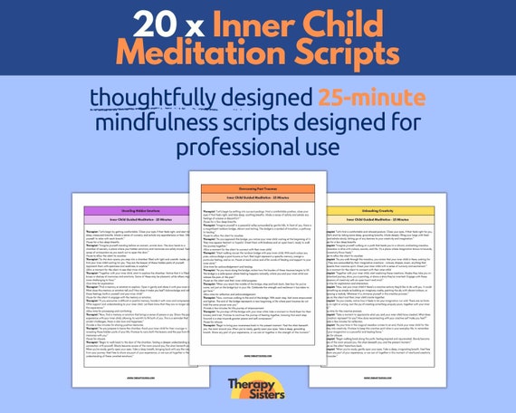 20 x 25-Minute Inner Child Guided Meditation Scripts | Psychologist Resource Therapist Tools Healing Journal Mindfulness Meditation Scripts