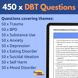 450 DBT Therapy Questions | Therapy Interventions Therapy Cheat Sheet Phrases IFS Therapy ACT Counselor Questions Socratic Questions