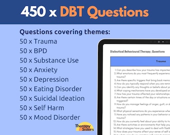 450 DBT Therapy Questions | Therapy Interventions Therapy Cheat Sheet Phrases IFS Therapy ACT Counselor Questions Socratic Questions