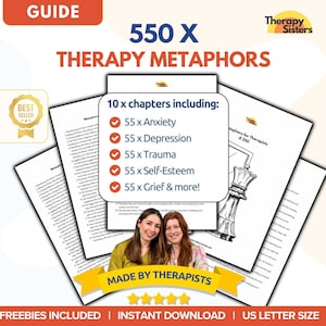 550 Therapy Metaphors Bundle | Therapy Interventions Therapy Cheat Sheet Phrases IFS Therapy ACT Counselor Questions Socratic Questions