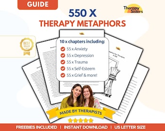 550 Therapy Metaphors Bundle | Therapy Interventions Therapy Cheat Sheet Phrases IFS Therapy ACT Counselor Questions Socratic Questions