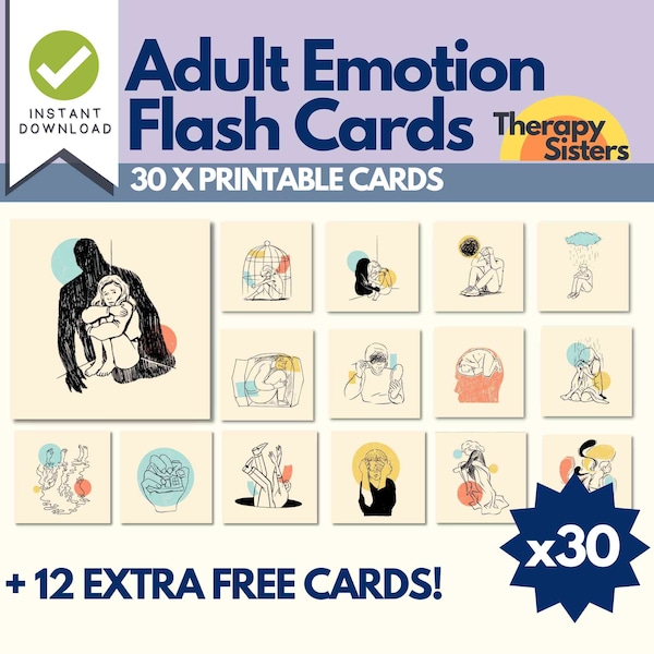 30 Adolescent Emotionskarten | Teen Therapie Card Deck Counseling Tool Therapie Ressource Psychology Tool School Counselor DBT Karten CBT Karten