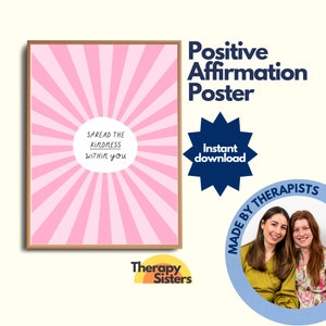 Positive Affirmation Therapy Office Decor Poster | Therapy Office Art Psychology Counselling Office Anxiety DBT Resource Feelings Poster CBT