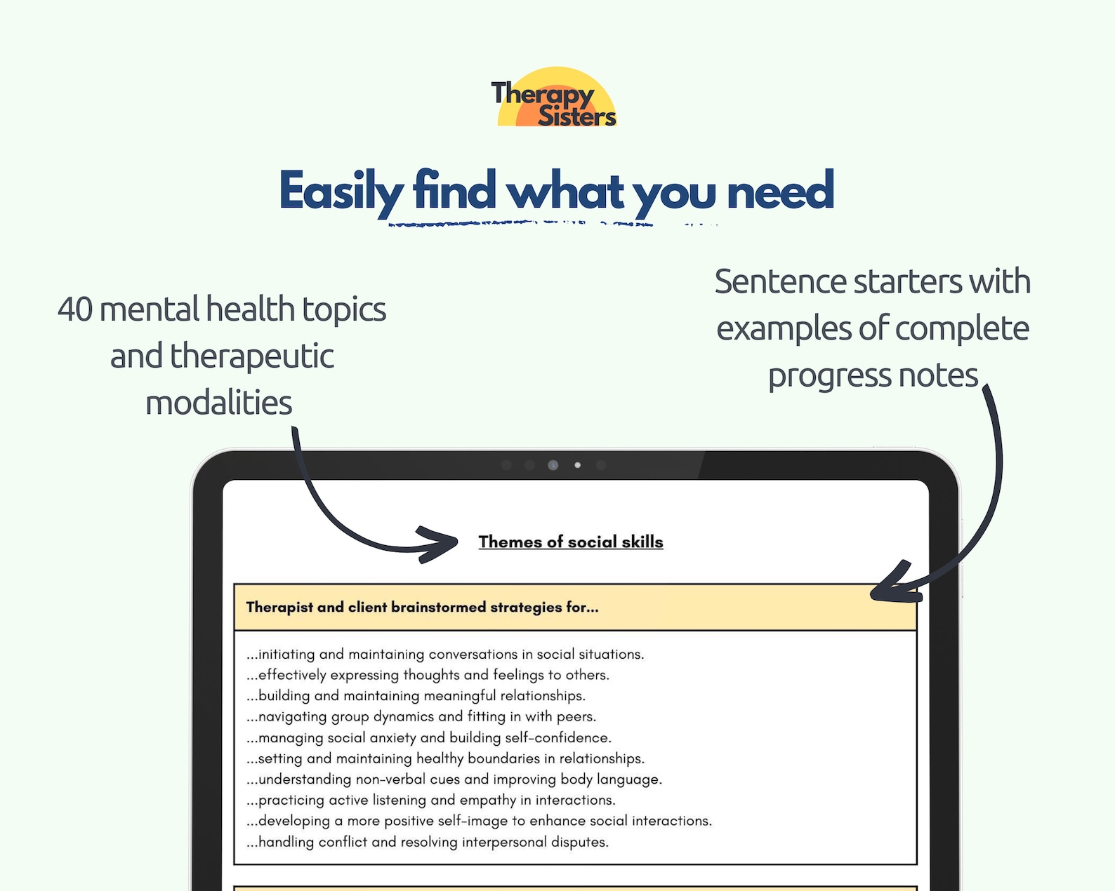 Therapy Progress Note Template | Therapy Documents Note Sentence ...