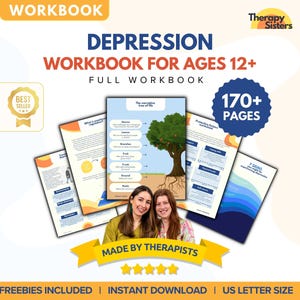 Depression workbook | journal CBT coping skills DBT Depression Spiral symptoms tracker worksheet mental health growth school counsellor IFS