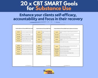 CBT SMART Goals for Sobriety and Addiction Treatment Planning | Substance Abuse Therapy Interventions Therapy ACT Counselor Questions