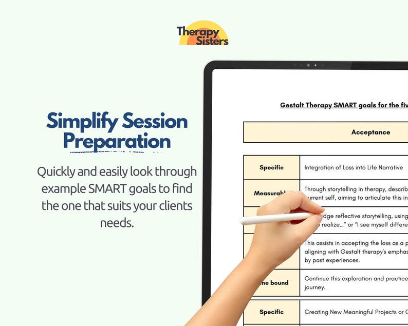 Gestalt Therapy SMART Goals for Grief Therapy Grief Workbook Grief