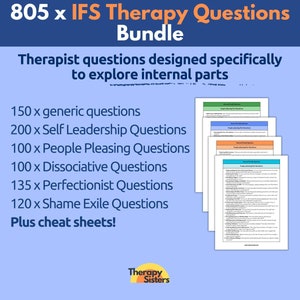 805 x Preguntas de terapia IFS / Intervenciones internas de terapia familiar Frases de la hoja de referencia de terapia Preguntas del consejero de ACT Meta del tratamiento