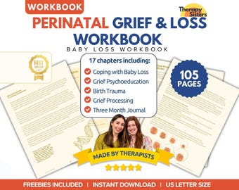 Cuaderno de trabajo sobre la pérdida de un bebé y el duelo / Hojas de trabajo sobre el trauma de la pérdida perinatal / Psicoeducación para el duelo / Una guía amable para afrontar la pérdida