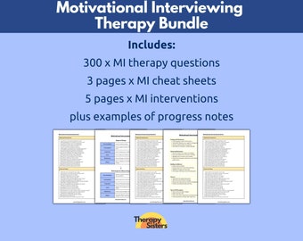 Motivational Interviewing Therapy Bundle  | MI Therapy Psychotherapy Notes NCE Notes Social Worker Therapy Notes CBT Counsellor Notes