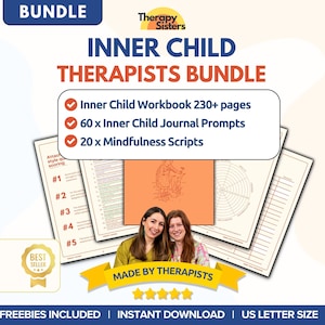 Inner Child Therapy Bundle | Psychologist Resource Therapist Tools Healing Journal Mindfulness Meditation Scripts