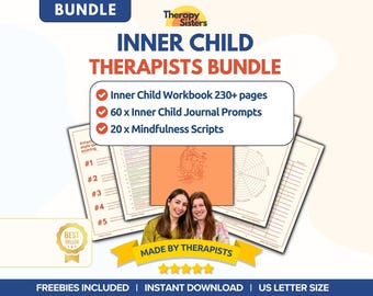 Inner Child Therapy Bundle | Psychologist Resource Therapist Tools Healing Journal Mindfulness Meditation Scripts