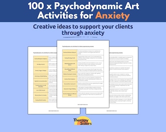 100 Psychodynamic Therapy Art Activities for Anxiety | Art Therapy Therapy Interventions Therapy Cheat Sheet Phrases IFS Therapy Counselor