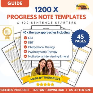 Therapy Progress Note Template | Therapy Documents Note Sentence Starters Therapy Intervention Counselor Cheat Sheet Counselor Template HIPA